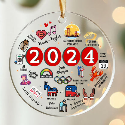 christmas ornament,memories ornament,2024 year in review,2024 hot topics,election ornament,trump Harris 2024,commemorative gift,2024 notable events,trump maga 2024,2024 ornament,yearly ornament 2024,major events 2024,year to remember