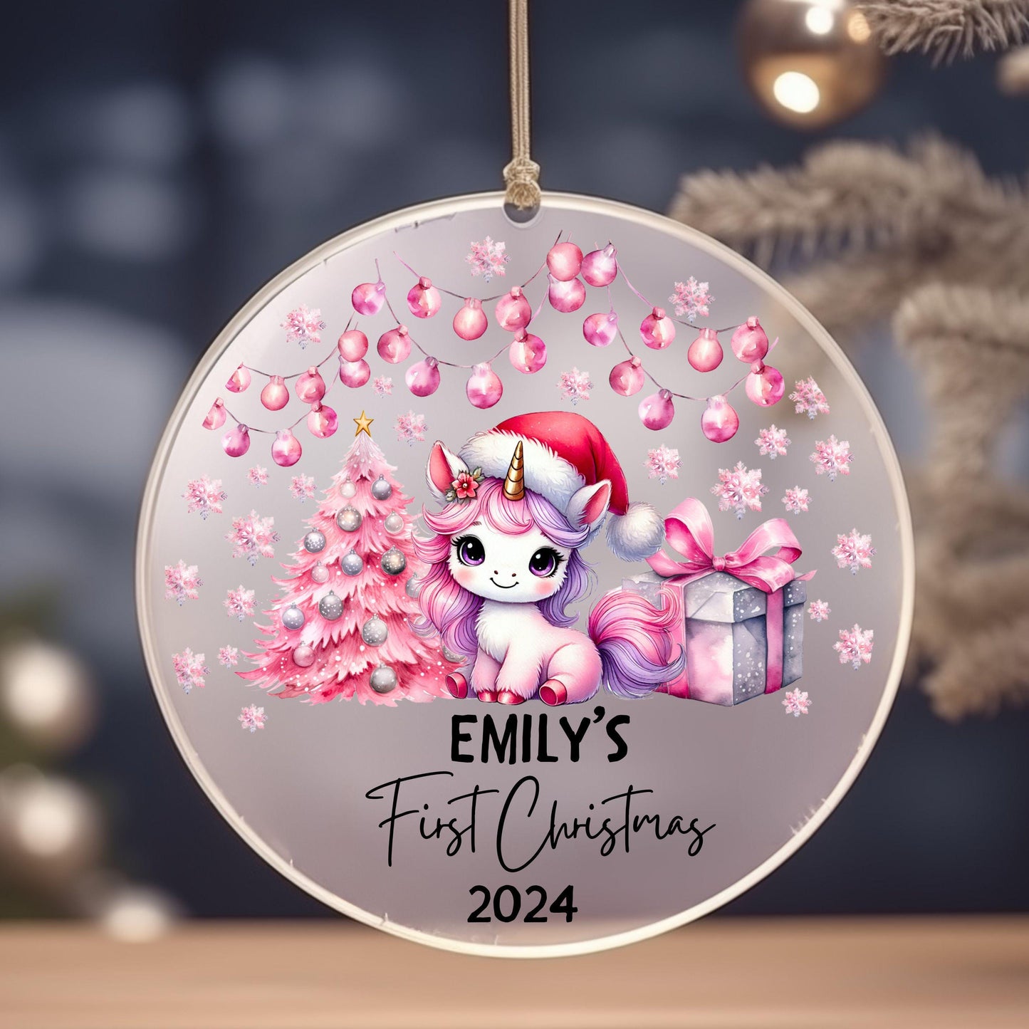 Baby First Christmas | Unicorn Baby Christmas Gift | Custom Unicorn Ornament | Girls Personalized Christmas | Princess Ornament
