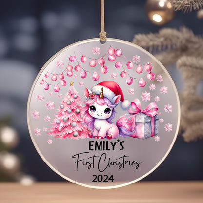 Baby First Christmas | Unicorn Baby Christmas Gift | Custom Unicorn Ornament | Girls Personalized Christmas | Princess Ornament