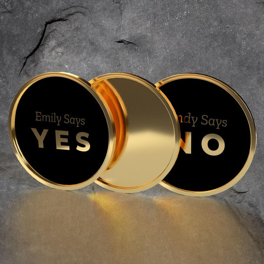 Personalized Yes and No Flip Coin - Decision Maker Coin - Novelty Gift - Gifts For Her - Baby Shower Gift - Gift For Him - Couples Flip Coin