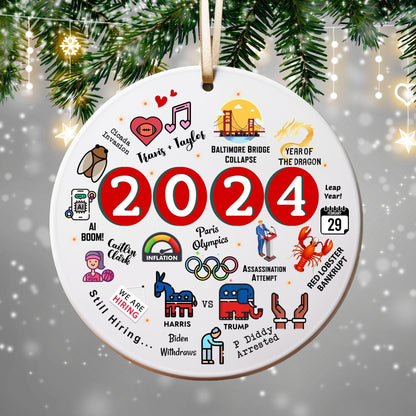 christmas ornament,coworker friend gift,funny xmas ornament,family holiday gift,a year to remember,christmas tree decor,stocking stuffer,2024 ornament,2024 year in review,2024 major events,cute funny ornament,trump biden harris,2024 election