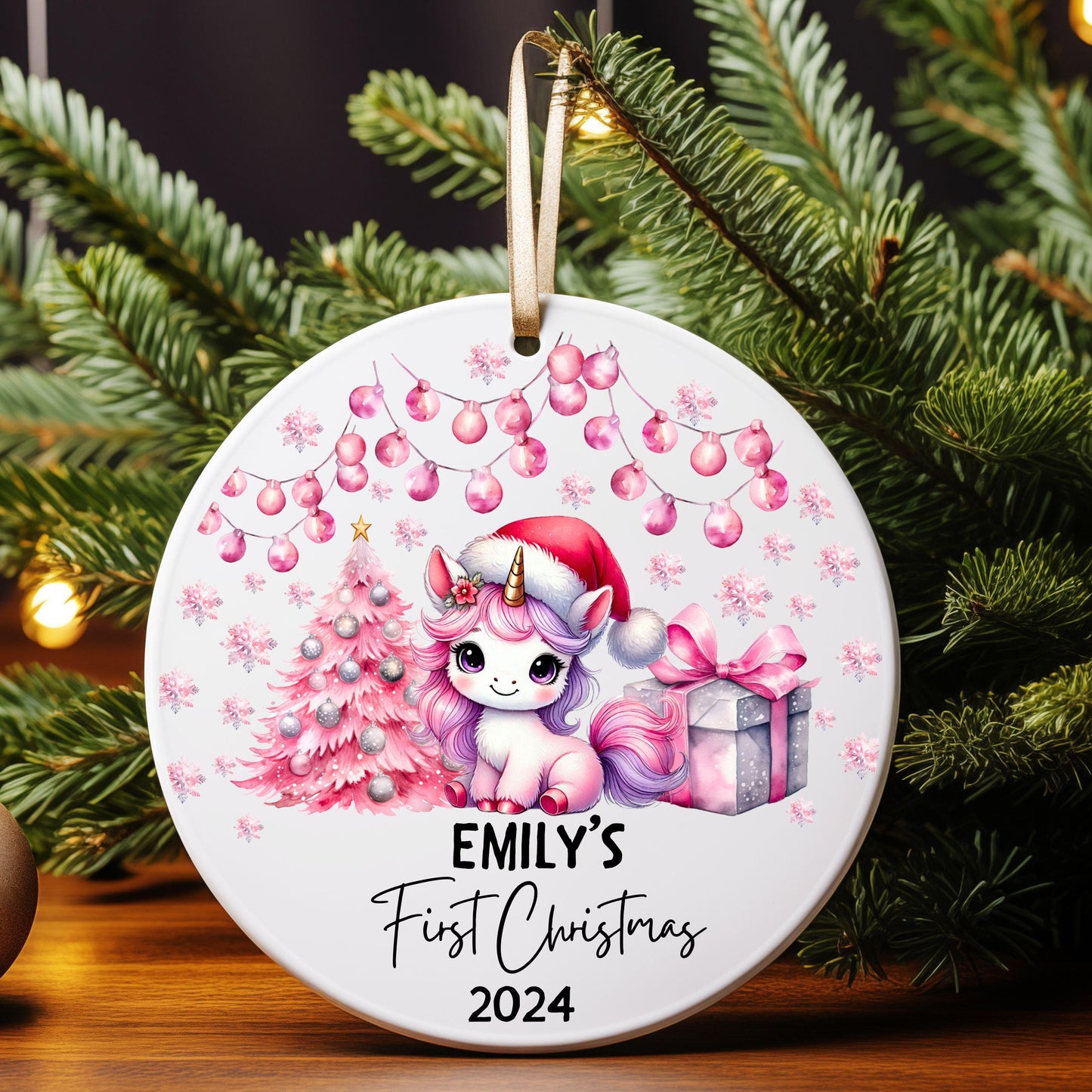 Baby First Christmas | Unicorn Baby Christmas Gift | Custom Unicorn Ornament | Girls Personalized Christmas | Princess Ornament