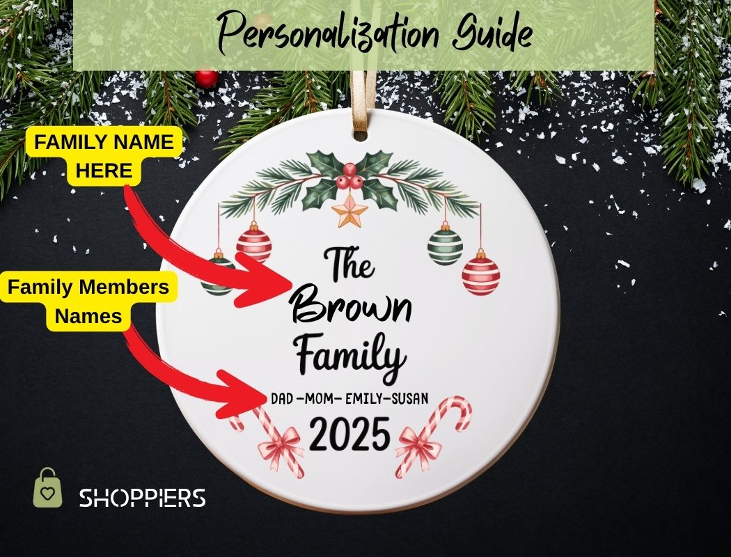 Personalized Family Name Ornament 2025 | Custom Christmas Keepsake Gift | Our First Christmas Ornament | Choice of Ceramic, Glass, Acrylic SHPR42OCT - Image 5