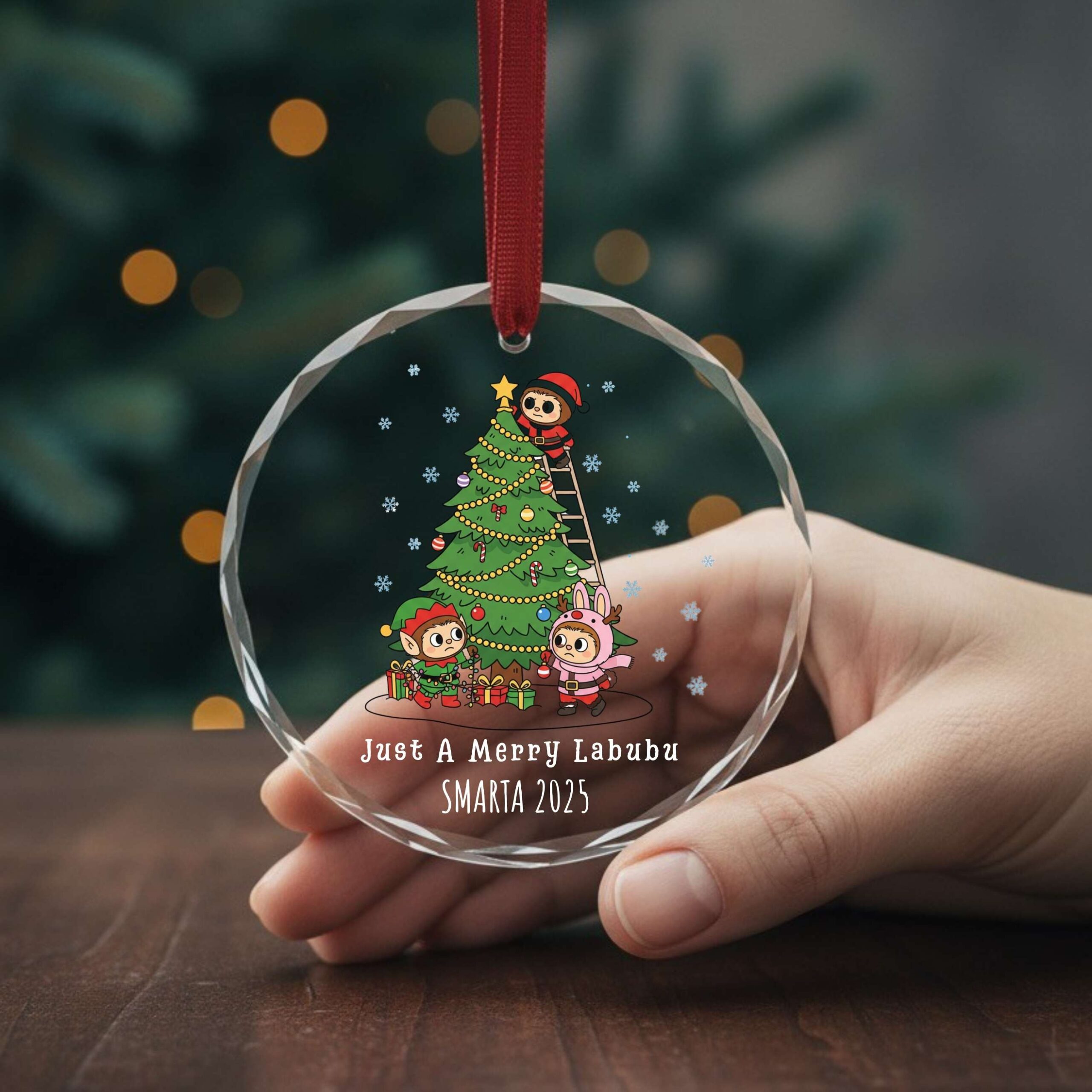 Merry Labubu Personalized Christmas Ornament 2025, Gift For Labubu Fans, Merry Christsmas Keepsake, Glass, Acrylic and Cermaic Ornament