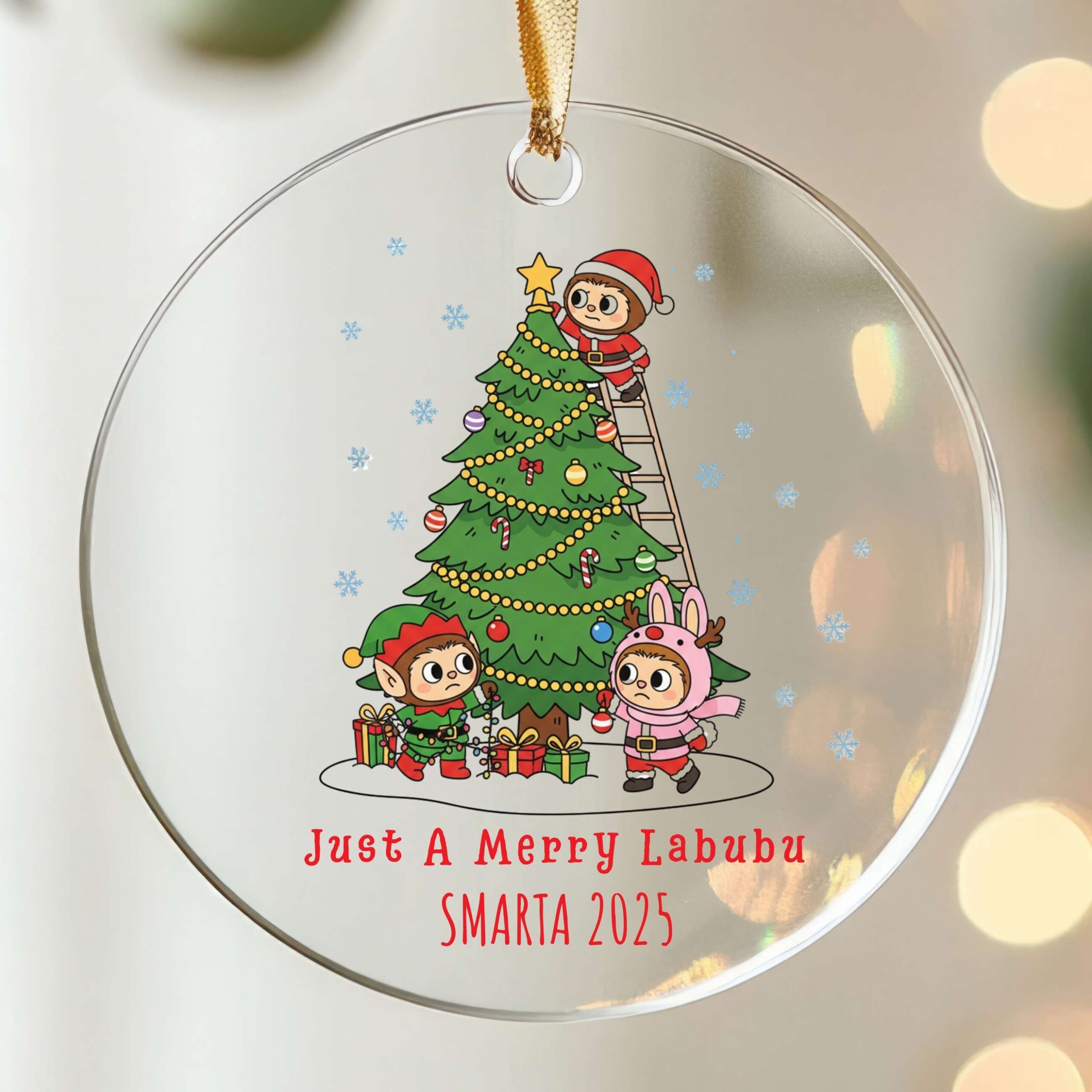 Merry Labubu Personalized Christmas Ornament 2025, Gift For Labubu Fans, Merry Christsmas Keepsake, Glass, Acrylic and Cermaic Ornament