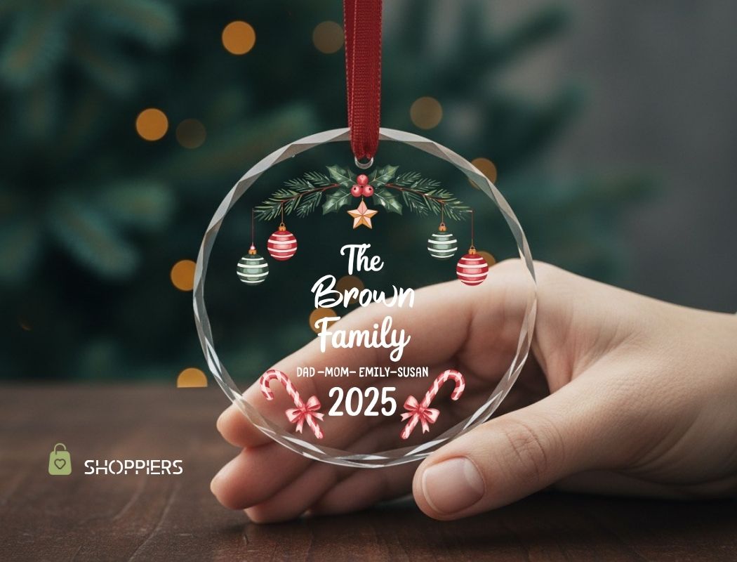 Personalized Family Name Ornament 2025 | Custom Christmas Keepsake Gift | Our First Christmas Ornament | Choice of Ceramic, Glass, Acrylic