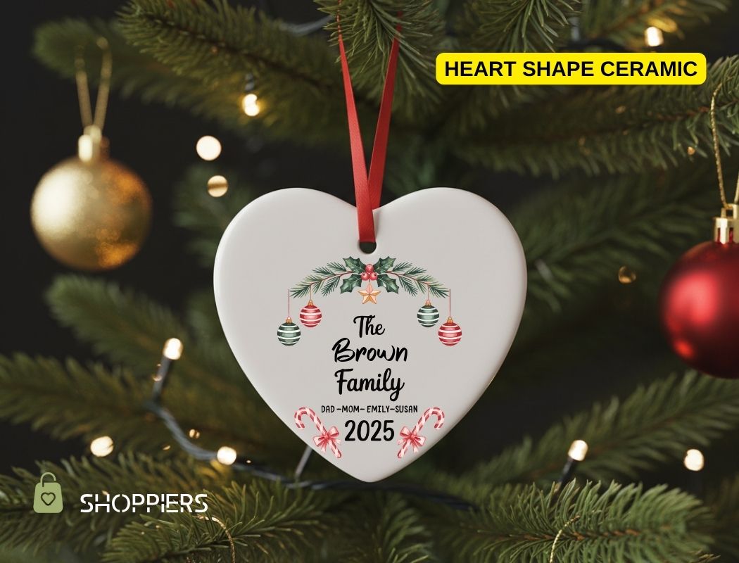 Personalized Family Name Ornament 2025 | Custom Christmas Keepsake Gift | Our First Christmas Ornament | Choice of Ceramic, Glass, Acrylic