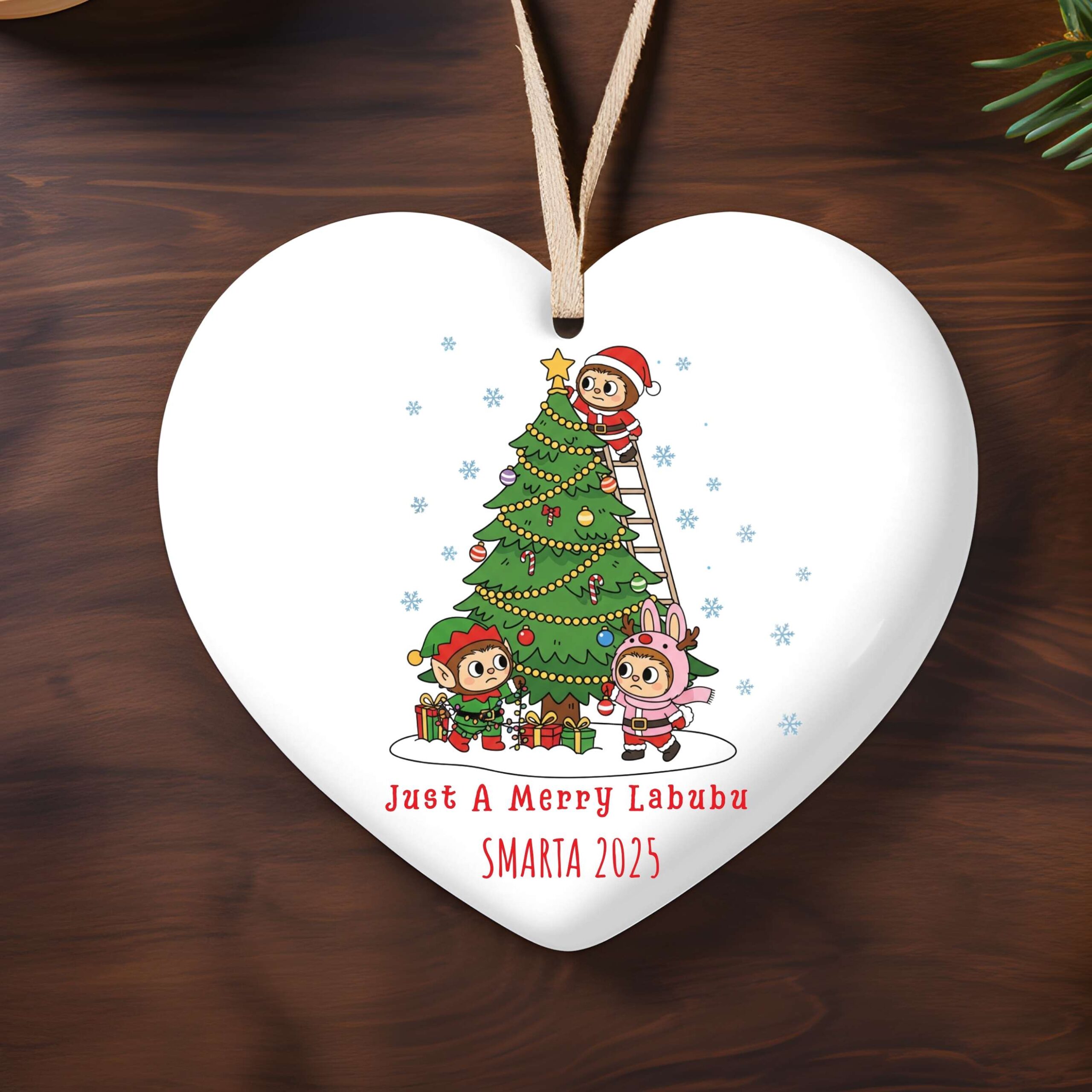 Merry Labubu Personalized Christmas Ornament 2025, Gift For Labubu Fans, Merry Christsmas Keepsake, Glass, Acrylic and Cermaic Ornament