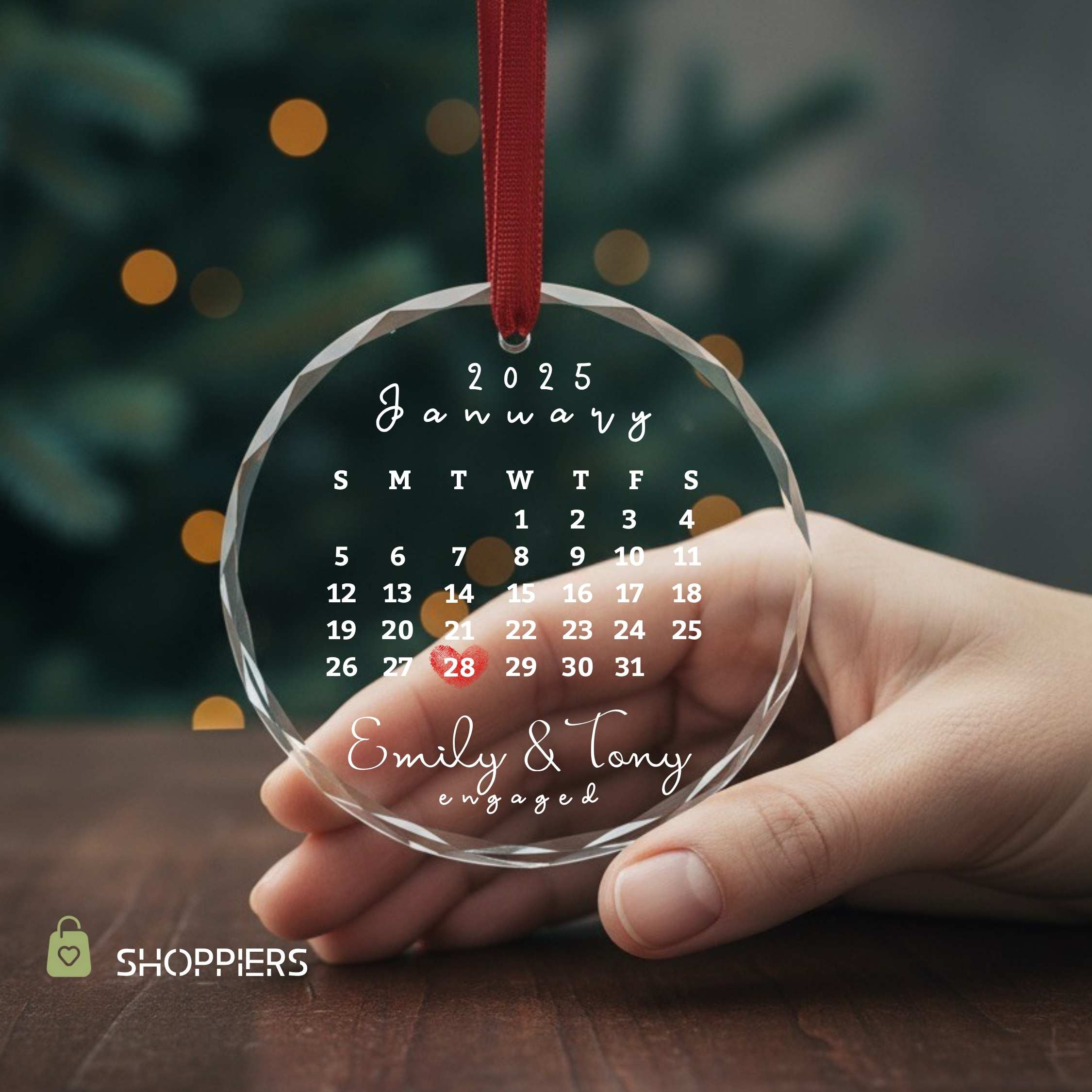 Wedding Date ornament | Newlywed Gift | Calendar Anniversary Gift | Engagement Gift | Our First Christmas Married Ornament | Wedding Gift