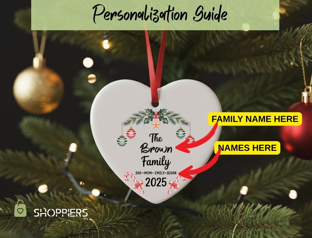 Personalized Family Name Ornament 2025 | Custom Christmas Keepsake Gift | Our First Christmas Ornament | Choice of Ceramic, Glass, Acrylic