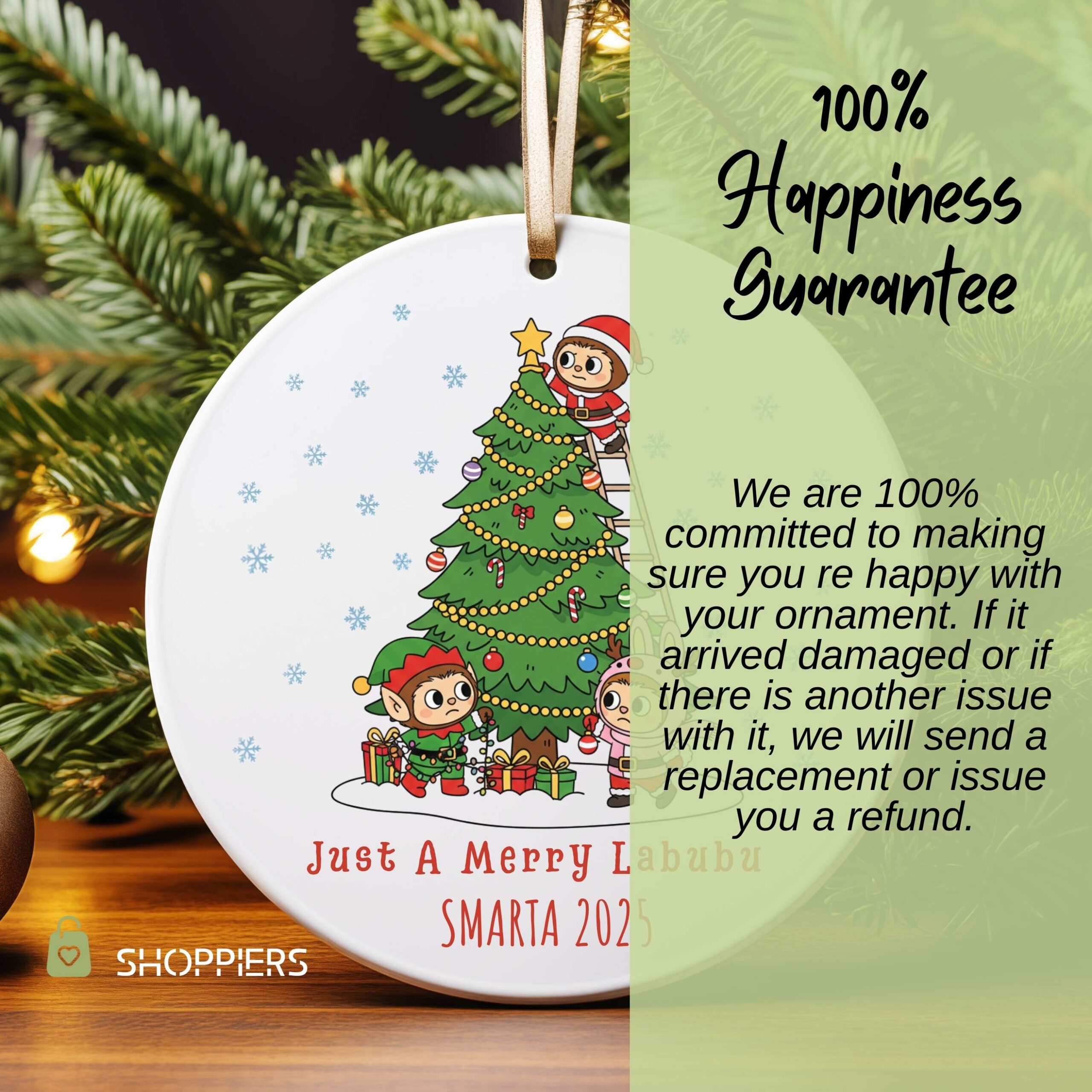 Merry Labubu Personalized Christmas Ornament 2025, Gift For Labubu Fans, Merry Christsmas Keepsake, Glass, Acrylic and Cermaic Ornament