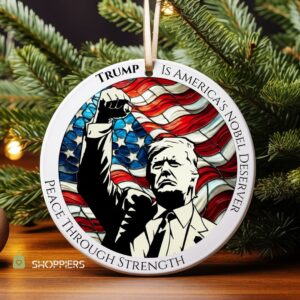Trump America's Nobel Deserver Christmas Ornament, Patriotic home decor, Political gift, Holiday keepsake, Ceramic ornament