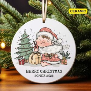 Personalized Kids First Christmas Ornament, Custom Child's Name Keepsake for Boy Girl 2025, Holiday Gift, Christmas Decor Gift, Santa Tree