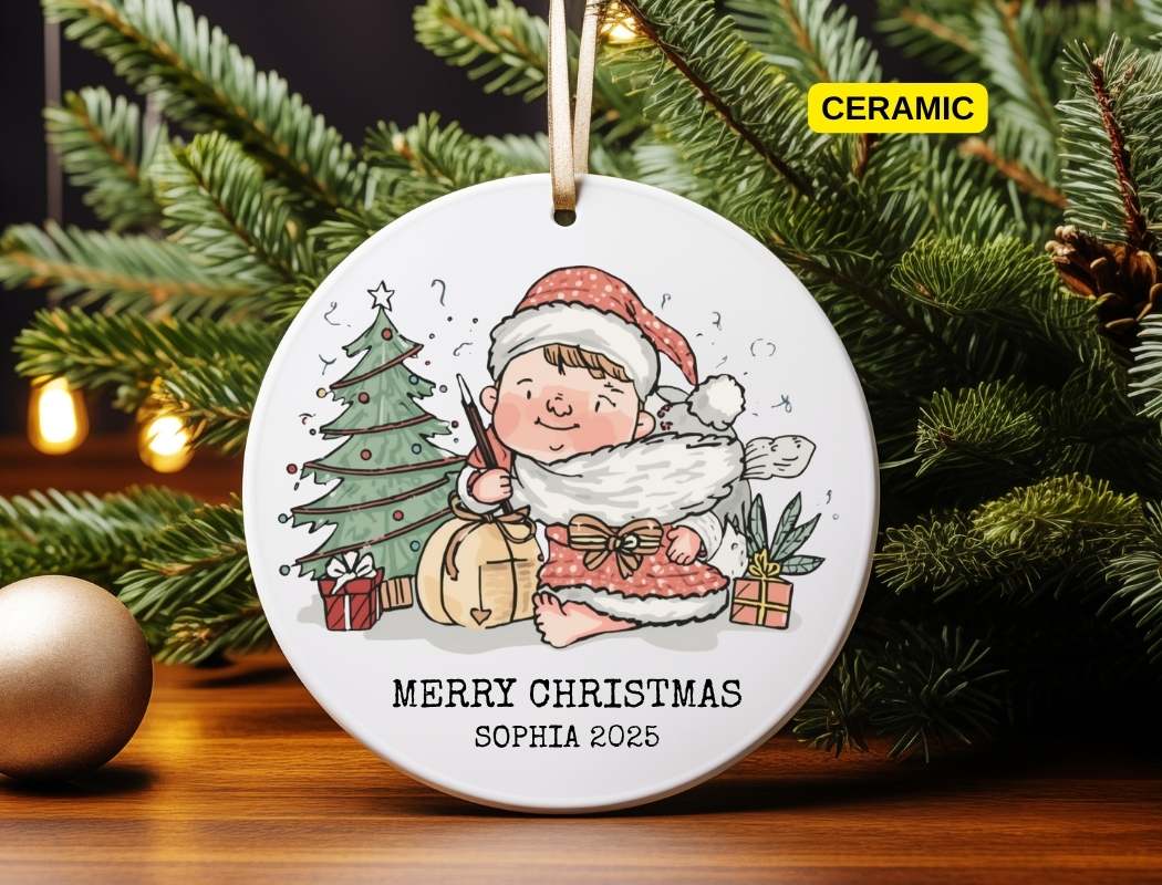 Personalized Kids First Christmas Ornament, Custom Child's Name Keepsake for Boy Girl 2025, Holiday Gift, Christmas Decor Gift, Santa Tree
