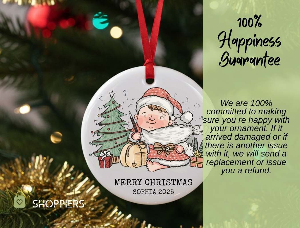 Personalized Kids First Christmas Ornament, Custom Child's Name Keepsake for Boy Girl 2025, Holiday Gift, Christmas Decor Gift, Santa Tree