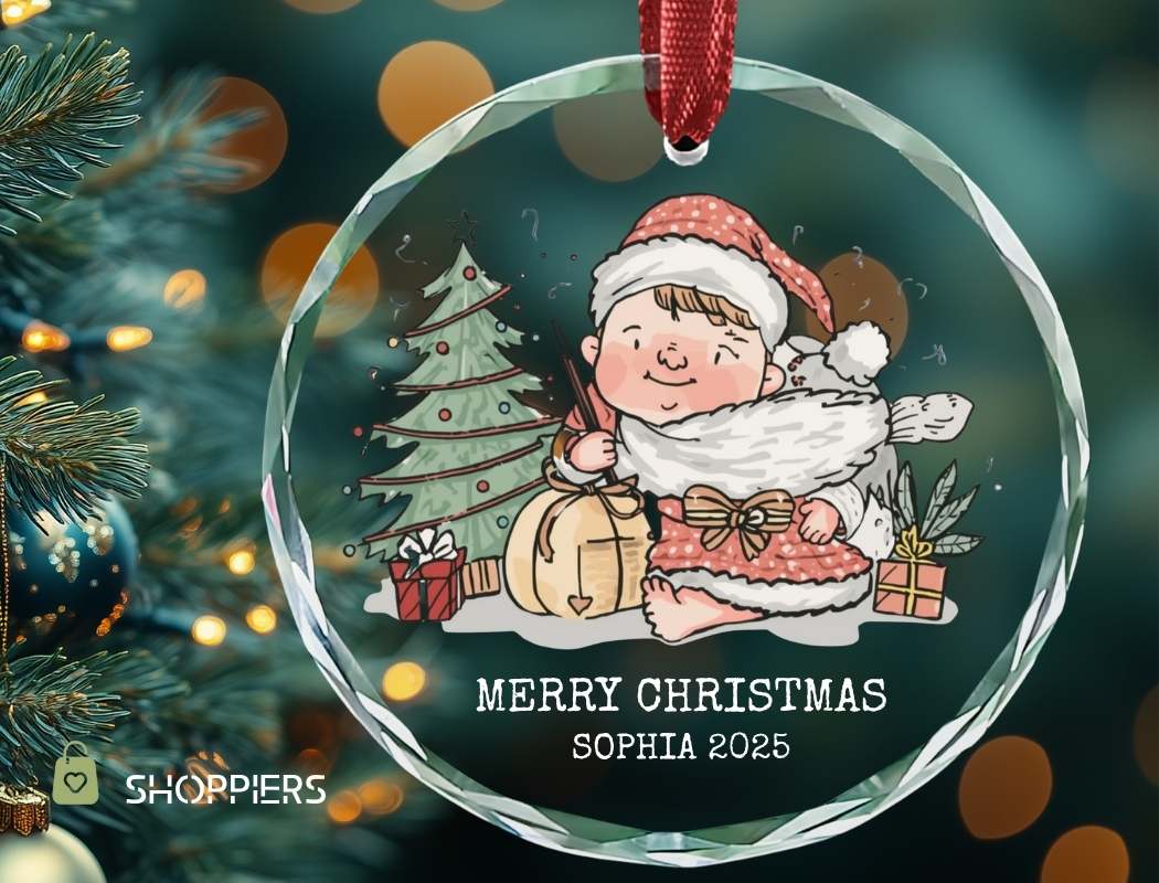 Personalized Kids First Christmas Ornament, Custom Child's Name Keepsake for Boy Girl 2025, Holiday Gift, Christmas Decor Gift, Santa Tree