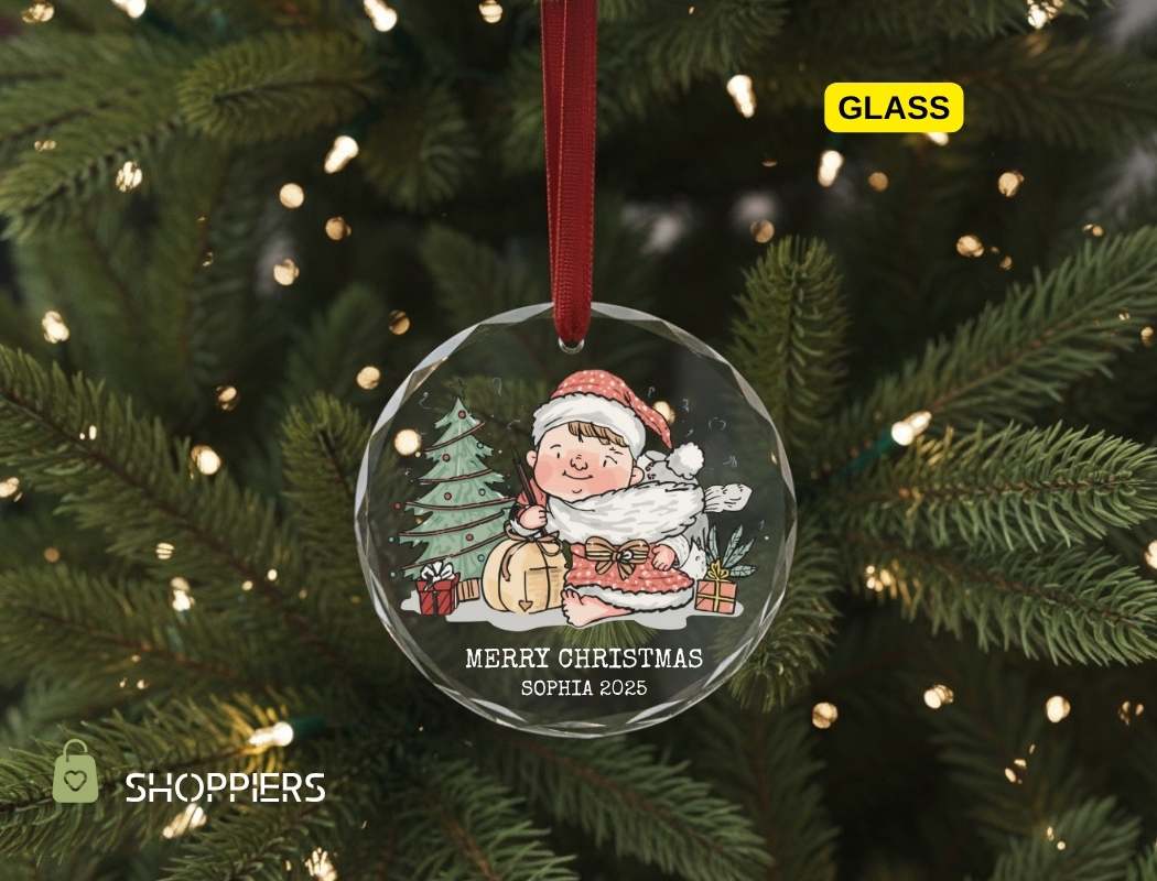 Personalized Kids First Christmas Ornament, Custom Child's Name Keepsake for Boy Girl 2025, Holiday Gift, Christmas Decor Gift, Santa Tree