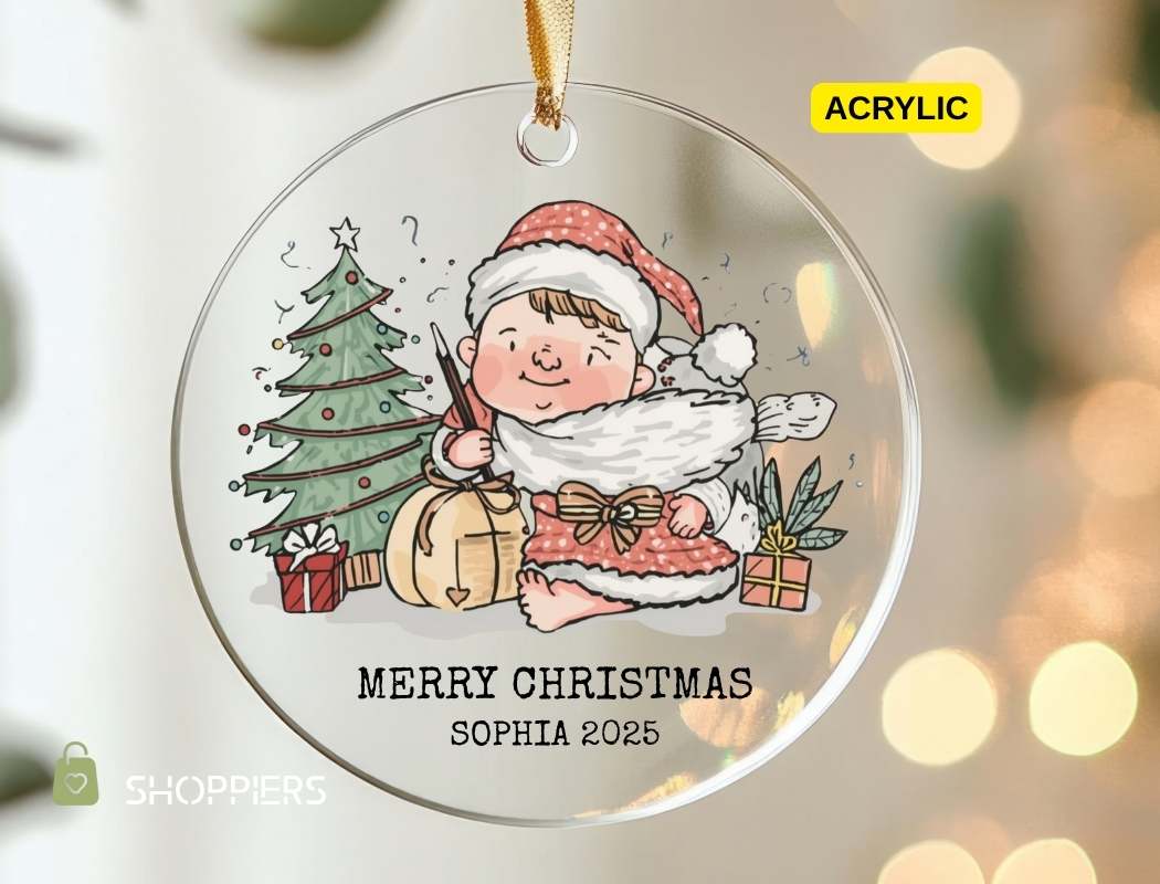 Personalized Kids First Christmas Ornament, Custom Child's Name Keepsake for Boy Girl 2025, Holiday Gift, Christmas Decor Gift, Santa Tree