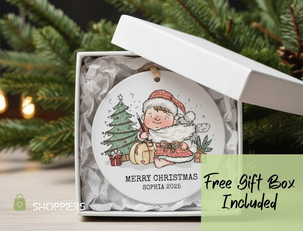 Personalized Kids First Christmas Ornament, Custom Child's Name Keepsake for Boy Girl 2025, Holiday Gift, Christmas Decor Gift, Santa Tree