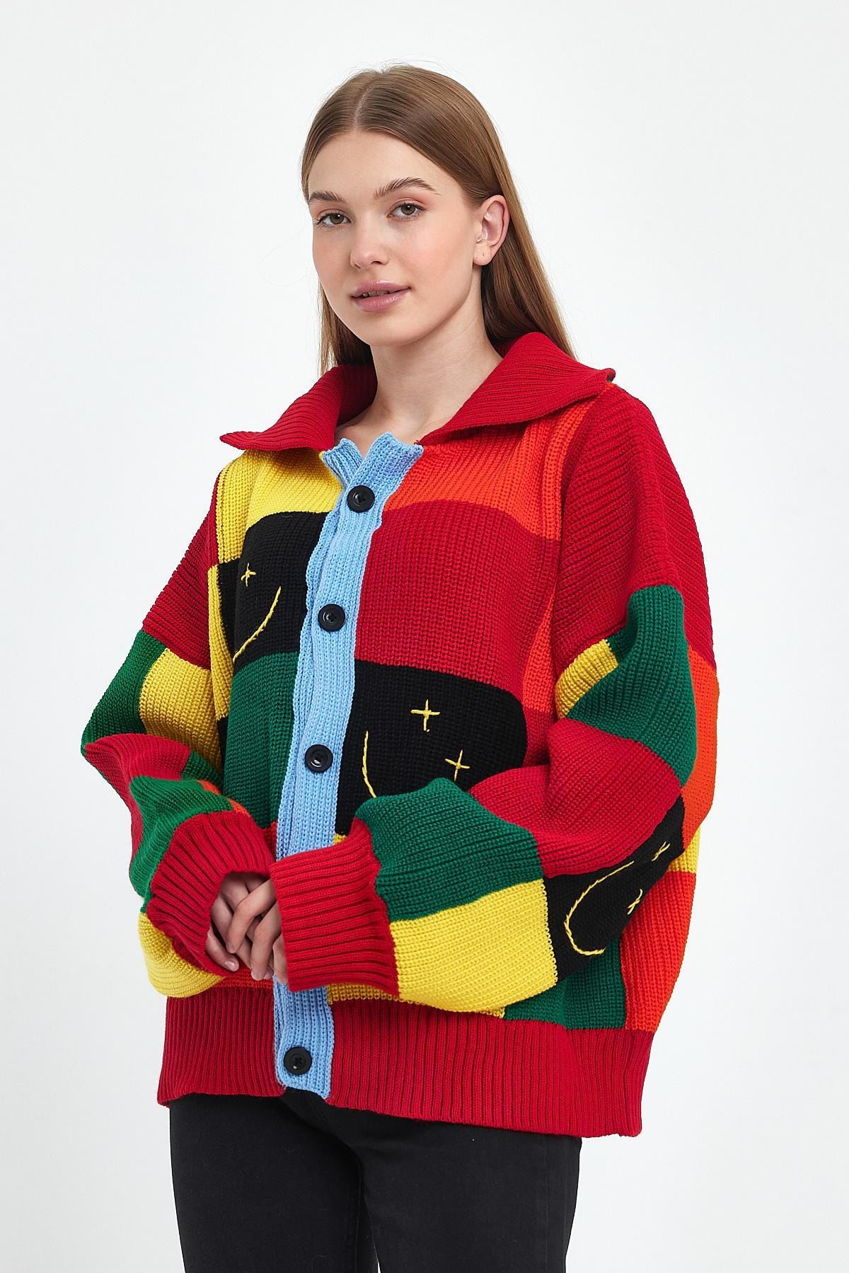 Harry Styles Inspired Crochet Cardigan: Y2K Patchwork Pullover - Image 3